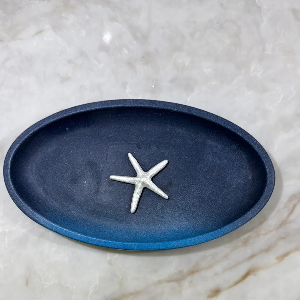 Sheffield home Navy Blue small tray with Starfish Accent